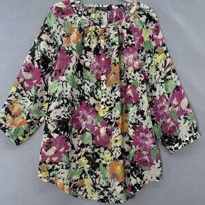 Lauren Ralph Lauren‎ Women's SZ Large Floral Blouse Top Boho Cottagecore Casual